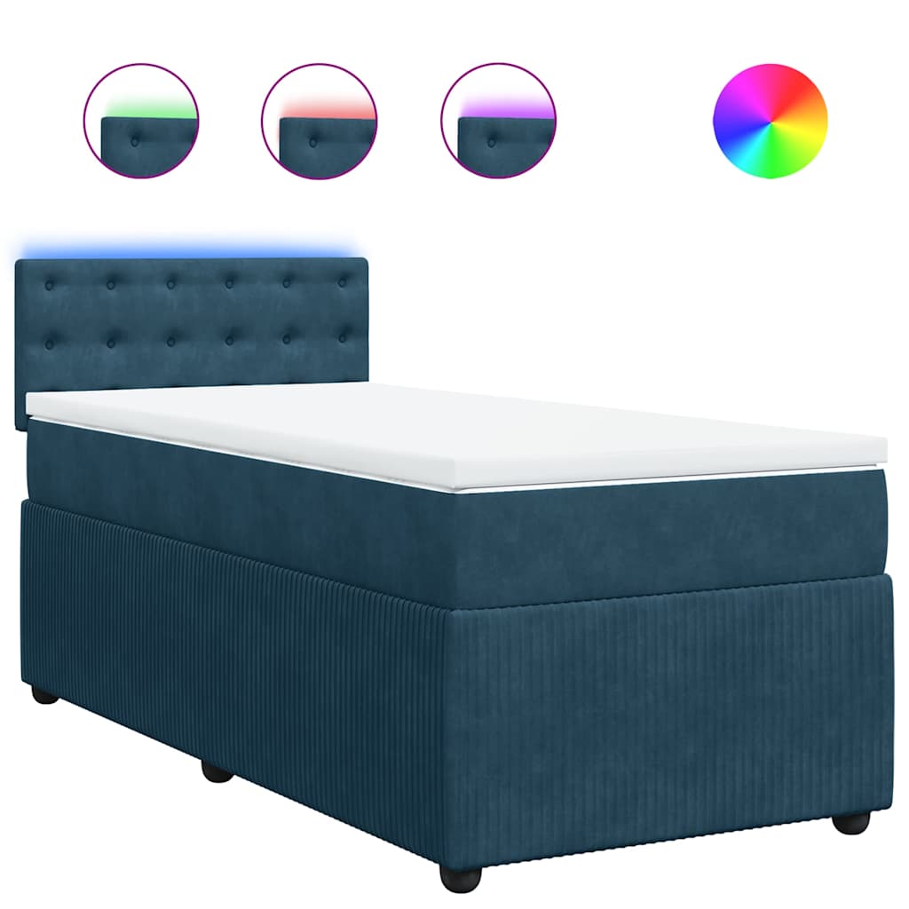 vidaXL Boxspringbett mit Matratze Blau 80x200 cm Samt