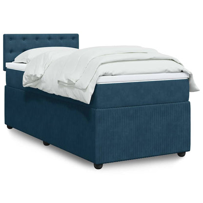 vidaXL Boxspringbett mit Matratze Blau 80x200 cm Samt