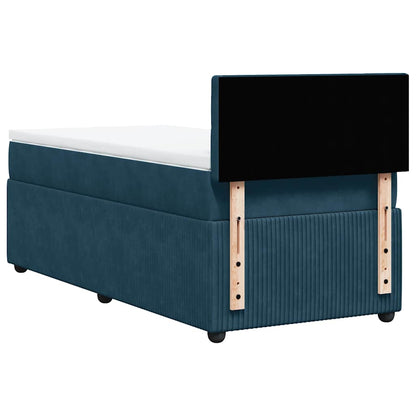 vidaXL Boxspringbett mit Matratze Blau 80x200 cm Samt