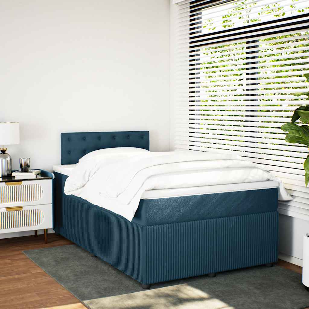 Boxspringbett mit Matratze Blau 120x200 cm Samt