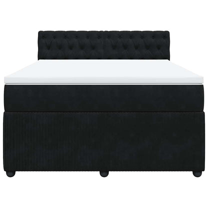 Boxspringbett mit Matratze Schwarz 140x190 cm Samt