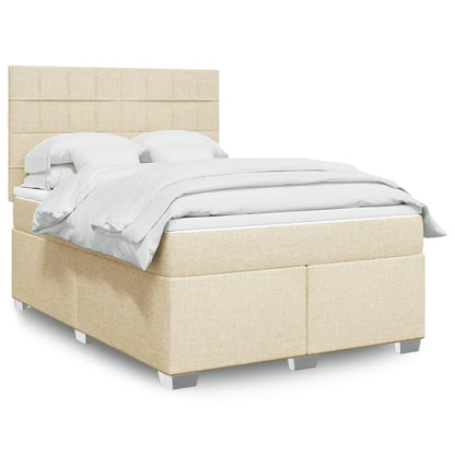 Boxspringbett mit Matratze Creme 140x190 cm Stoff