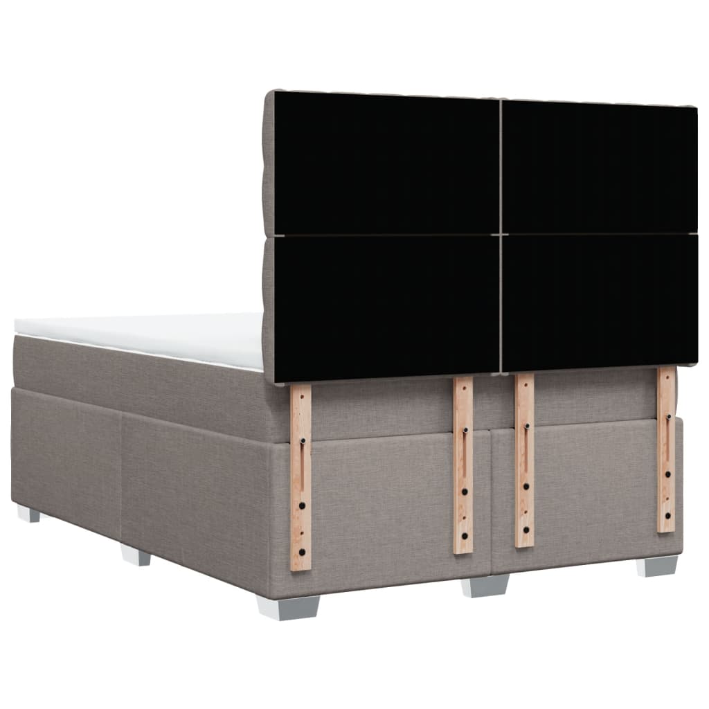 vidaXL Boxspringbett mit Matratze Taupe 140x200 cm Stoff