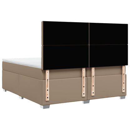 vidaXL Lit coffre-matelas cappuccino-marron 200x200 cm en similicuir