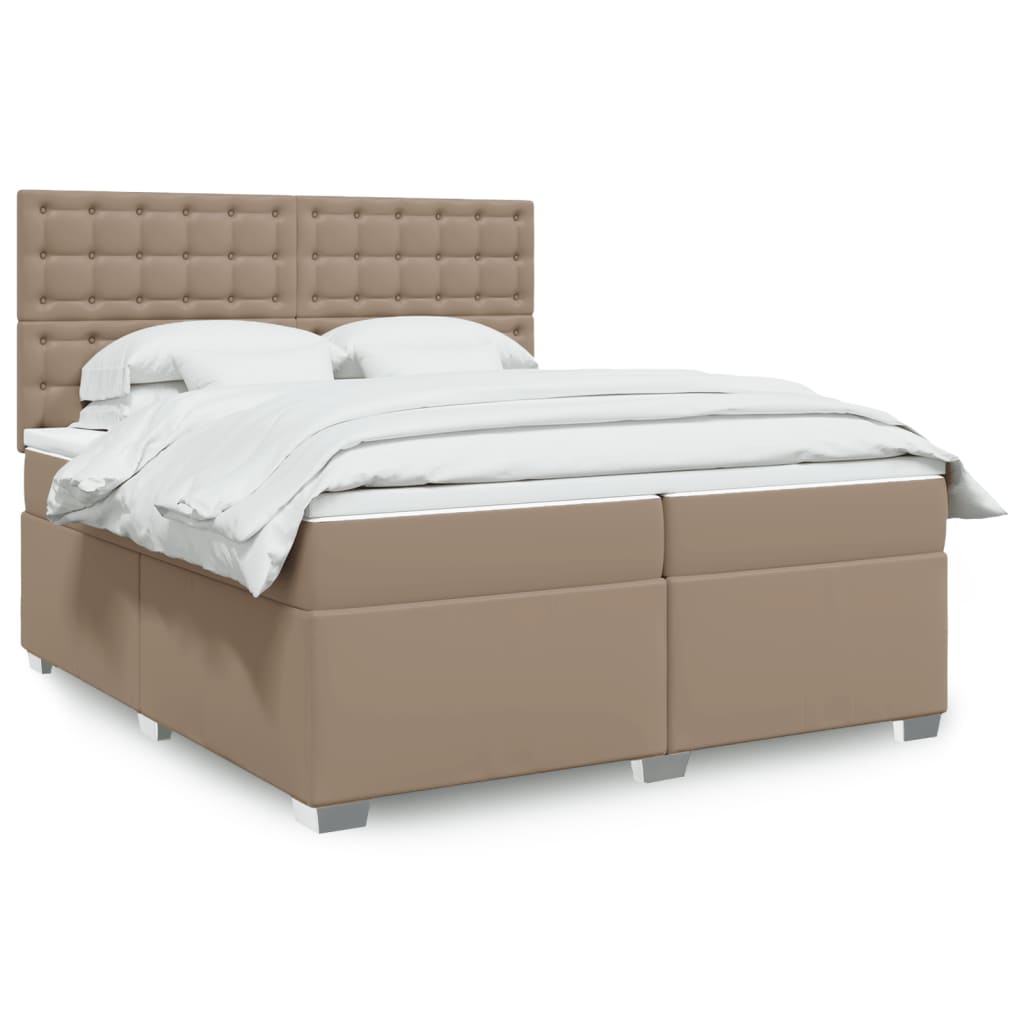 vidaXL Lit coffre-matelas cappuccino-marron 200x200 cm en similicuir