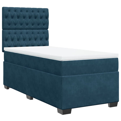 Boxspringbett mit Matratze Blau 90x190 cm Samt