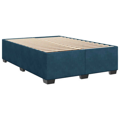 Boxspringbett mit Matratze Blau 140x200 cm Samt