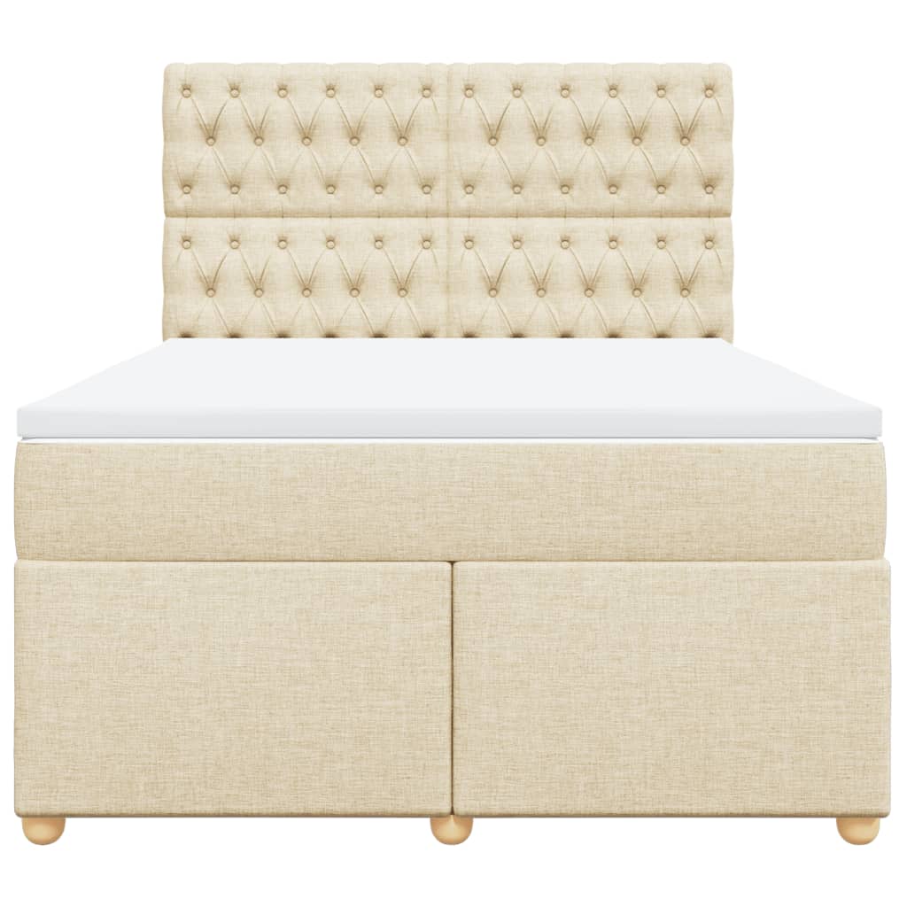 vidaXL Lit coffre avec matelas crème 140x190 cm Tissu