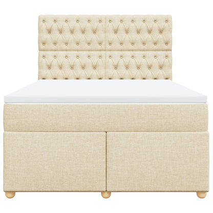 vidaXL Lit coffre avec matelas crème 140x190 cm Tissu