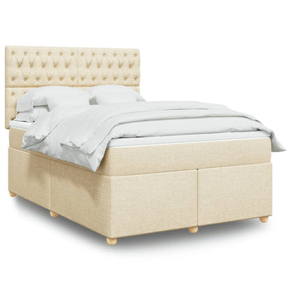 vidaXL Lit coffre avec matelas crème 140x190 cm Tissu