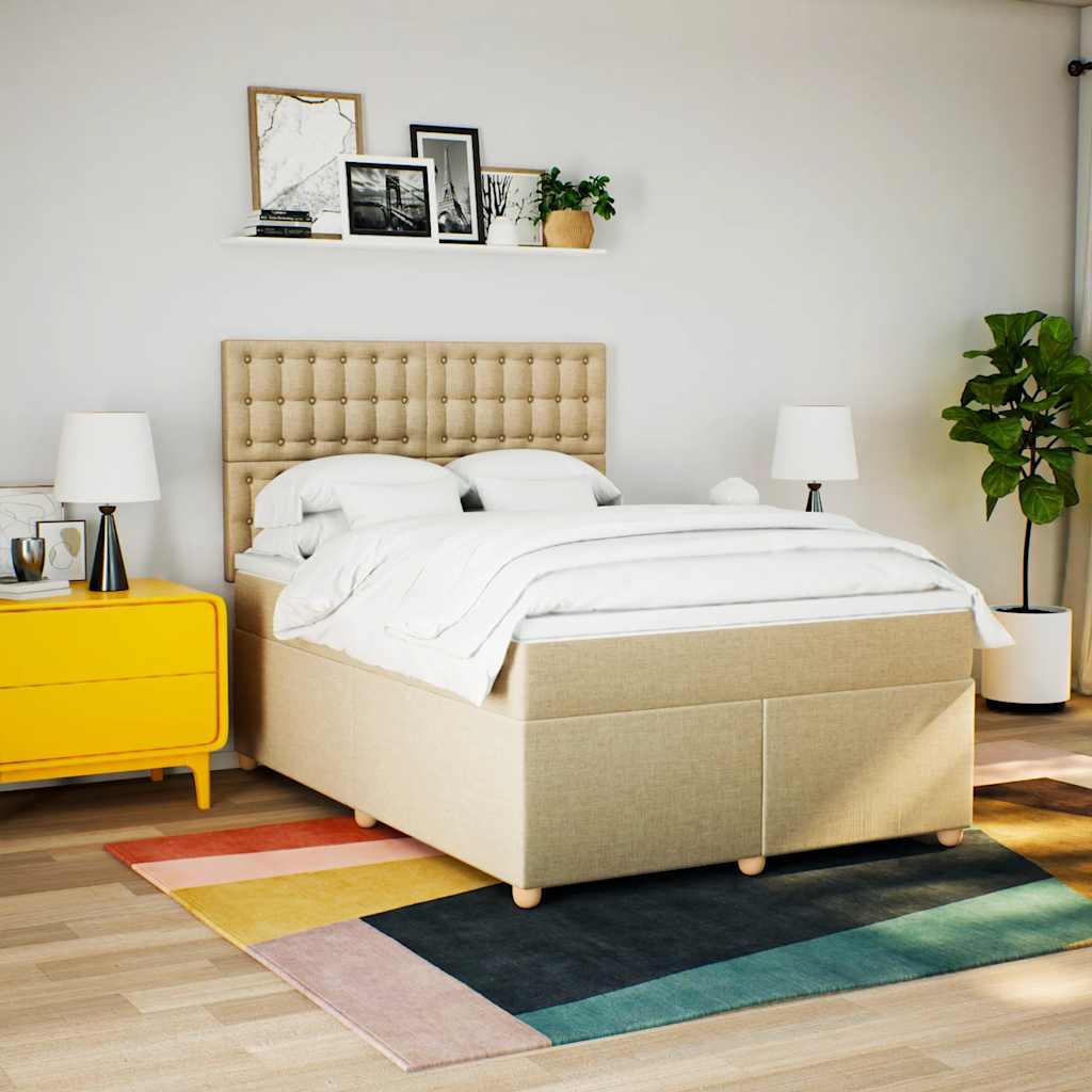 vidaXL Lit coffre avec matelas crème 140x190 cm Tissu