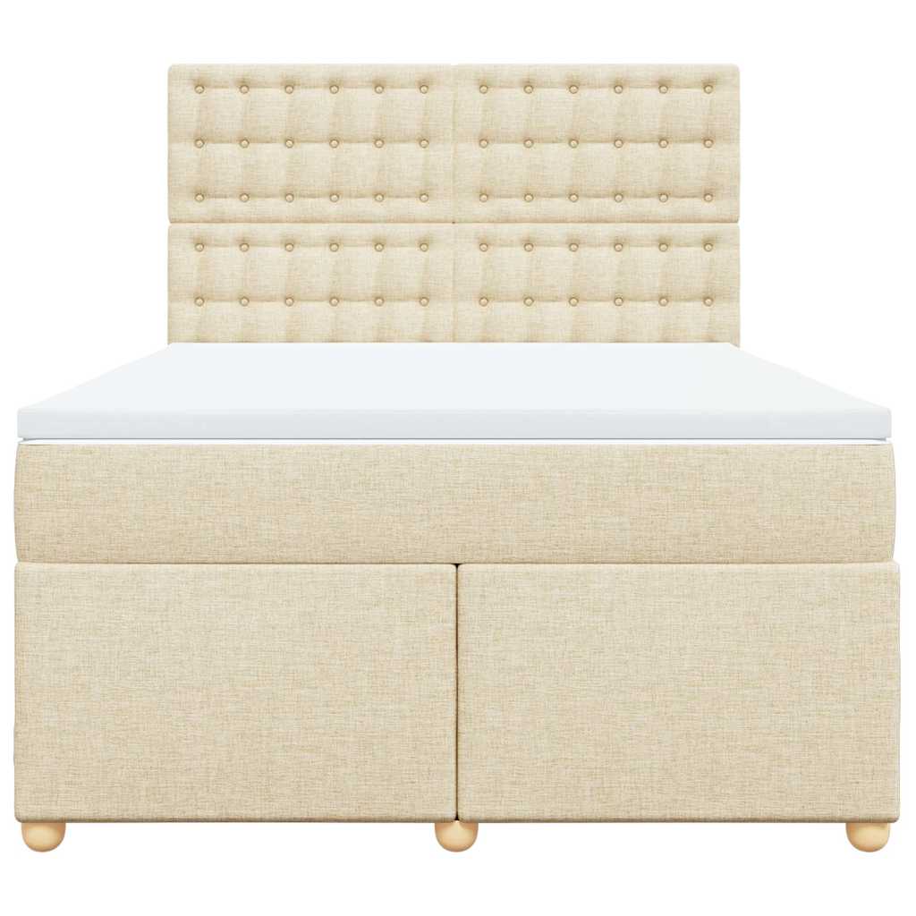 vidaXL Lit coffre avec matelas crème 140x190 cm Tissu