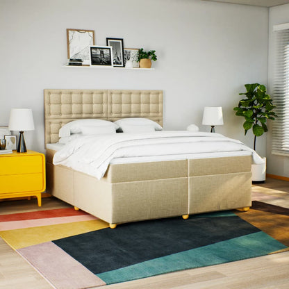vidaXL Boxspringbett mit Matratze Creme 200x200 cm Stoff