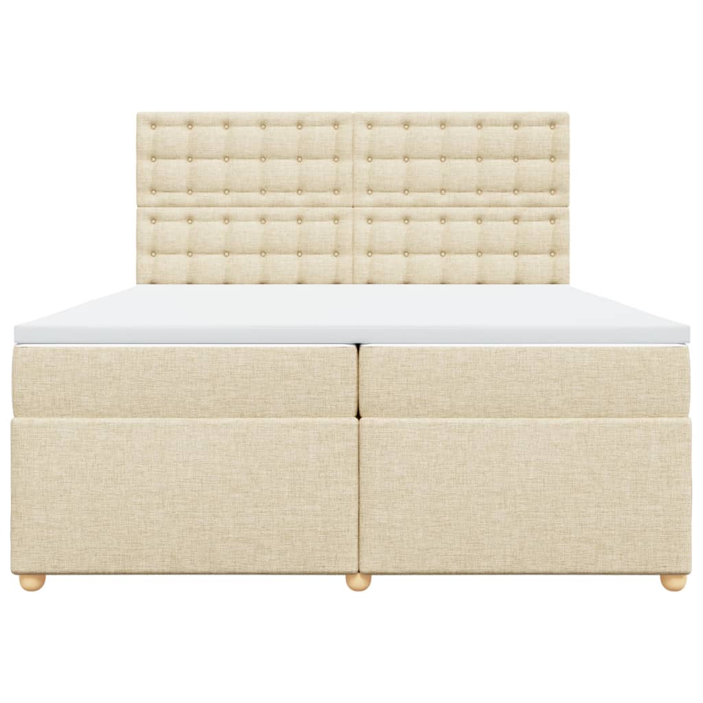 vidaXL Boxspringbett mit Matratze Creme 200x200 cm Stoff
