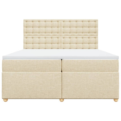 vidaXL Boxspringbett mit Matratze Creme 200x200 cm Stoff
