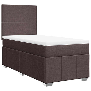 vidaXL Lit boxspring avec matelas Marron foncé 90x200 cm Tissu
