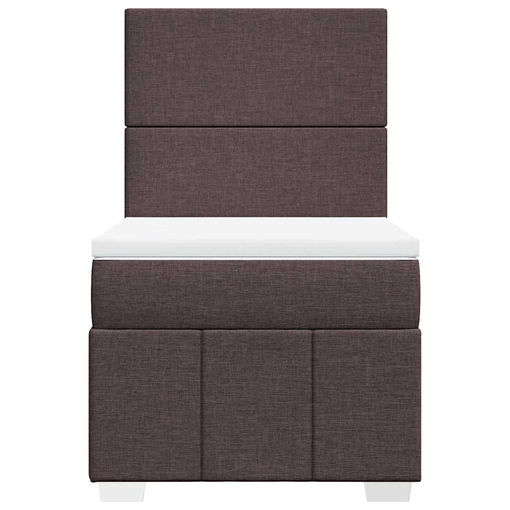 vidaXL Lit boxspring avec matelas Marron foncé 90x200 cm Tissu