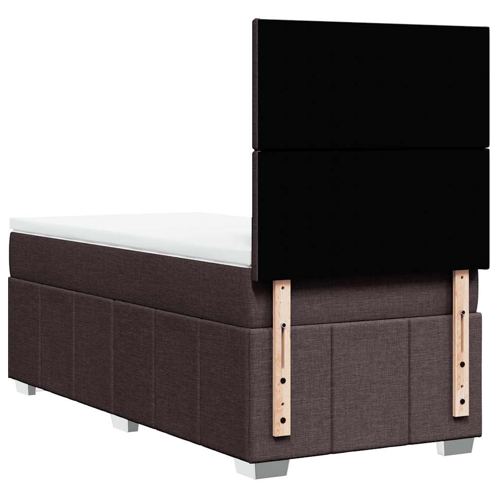 vidaXL Lit boxspring avec matelas Marron foncé 90x200 cm Tissu