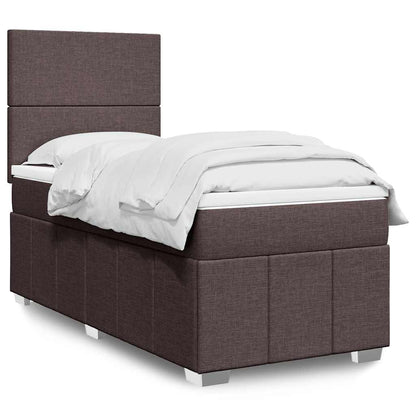 vidaXL Lit boxspring avec matelas Marron foncé 90x200 cm Tissu