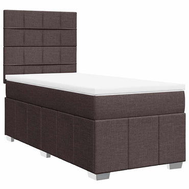 vidaXL Lit boxspring avec matelas Marron foncé 90x200 cm Tissu
