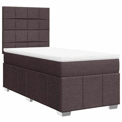 vidaXL Lit boxspring avec matelas Marron foncé 90x200 cm Tissu