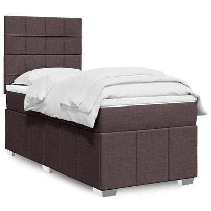vidaXL Lit boxspring avec matelas Marron foncé 90x200 cm Tissu