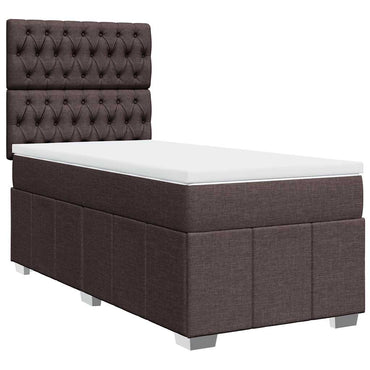 vidaXL Lit boxspring avec matelas Marron foncé 90x200 cm Tissu