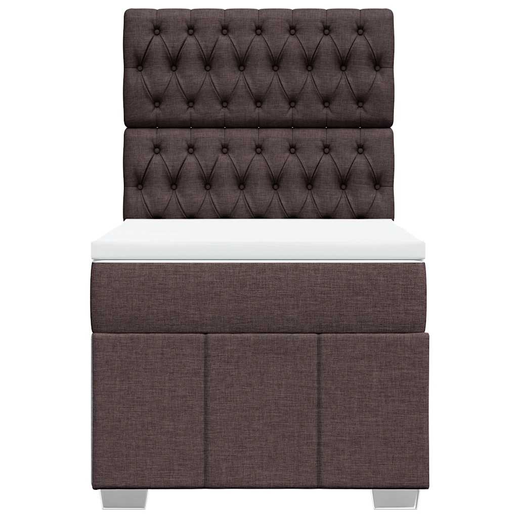 vidaXL Lit boxspring avec matelas Marron foncé 90x200 cm Tissu