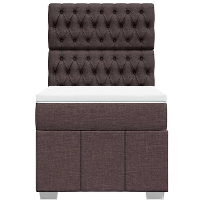 vidaXL Lit boxspring avec matelas Marron foncé 90x200 cm Tissu