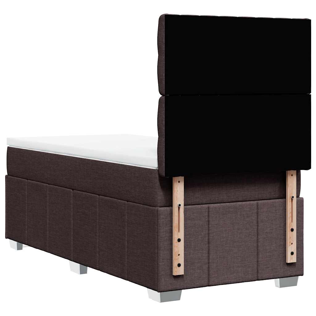 vidaXL Lit boxspring avec matelas Marron foncé 90x200 cm Tissu