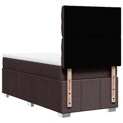 vidaXL Lit boxspring avec matelas Marron foncé 90x200 cm Tissu