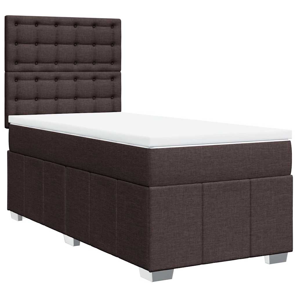 vidaXL Lit boxspring avec matelas Marron foncé 90x200 cm Tissu