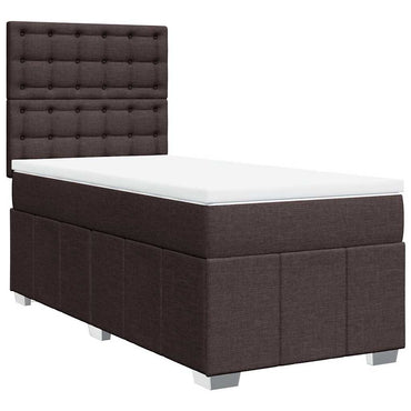 vidaXL Lit boxspring avec matelas Marron foncé 90x200 cm Tissu