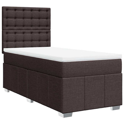 vidaXL Lit boxspring avec matelas Marron foncé 90x200 cm Tissu