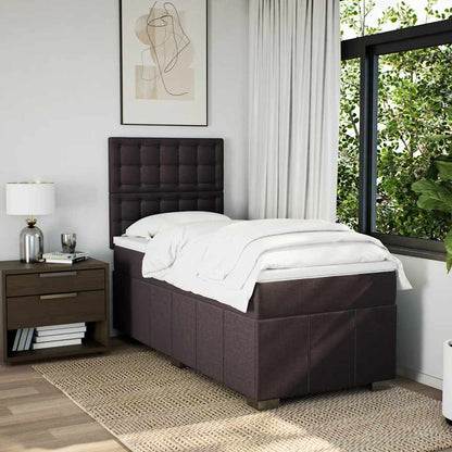 vidaXL Lit boxspring avec matelas Marron foncé 90x200 cm Tissu