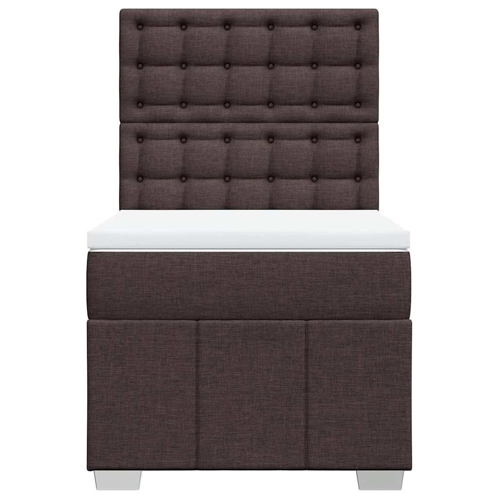 vidaXL Lit boxspring avec matelas Marron foncé 90x200 cm Tissu