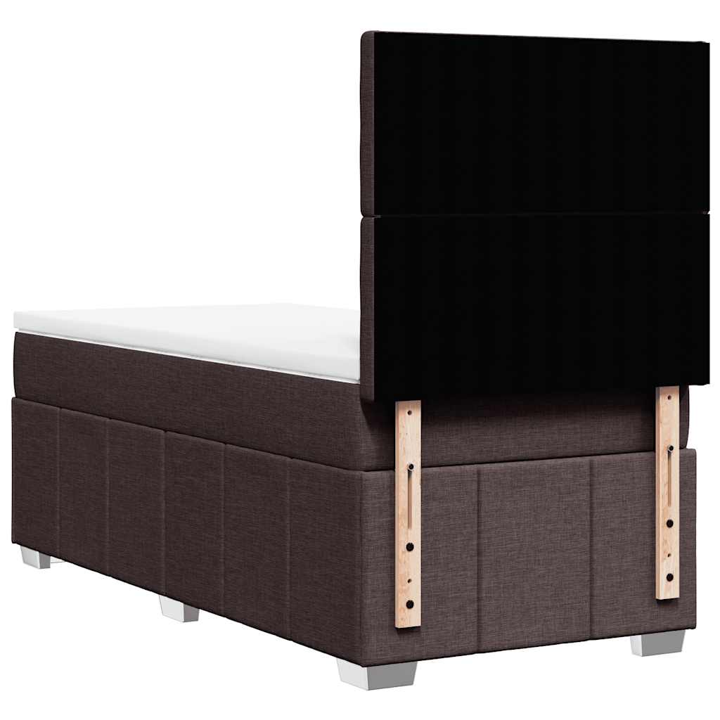 vidaXL Lit boxspring avec matelas Marron foncé 90x200 cm Tissu