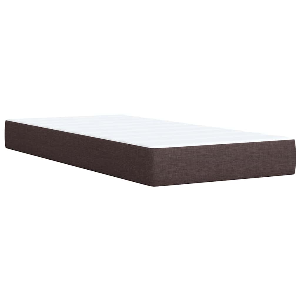 vidaXL Lit boxspring avec matelas Marron foncé 90x200 cm Tissu