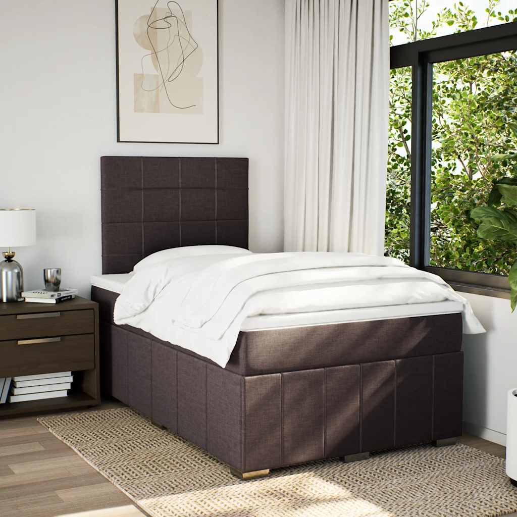 vidaXL Lit boxspring avec matelas Marron foncé 120x190 cm Tissu