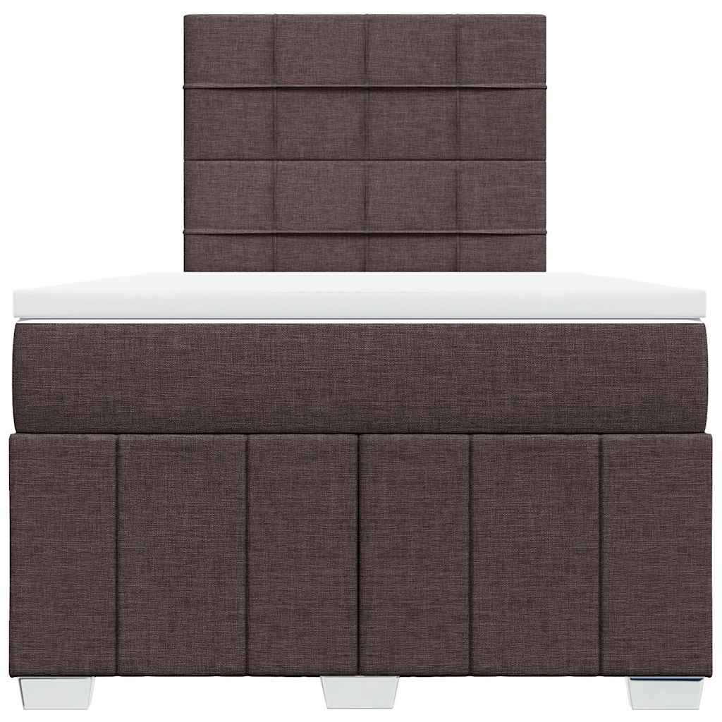 vidaXL Lit boxspring avec matelas Marron foncé 120x190 cm Tissu