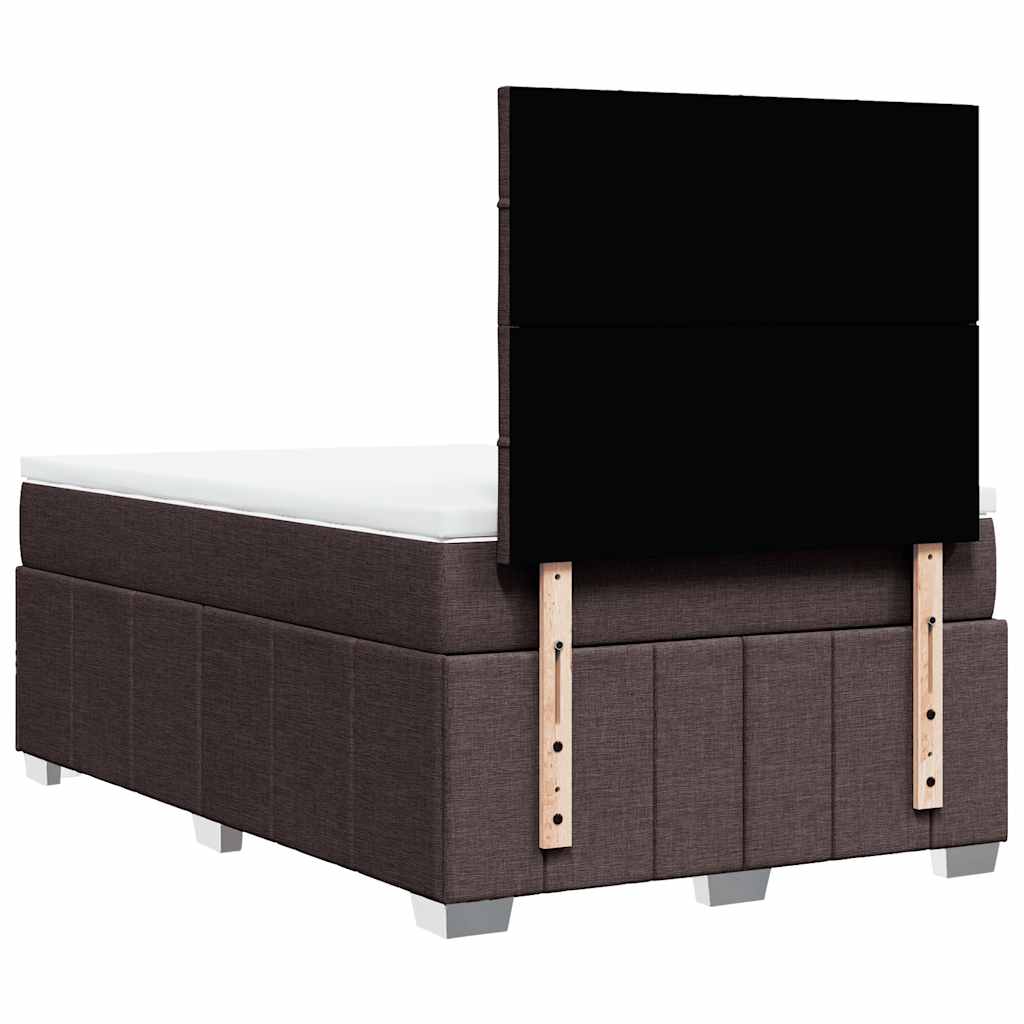 vidaXL Lit boxspring avec matelas Marron foncé 120x190 cm Tissu