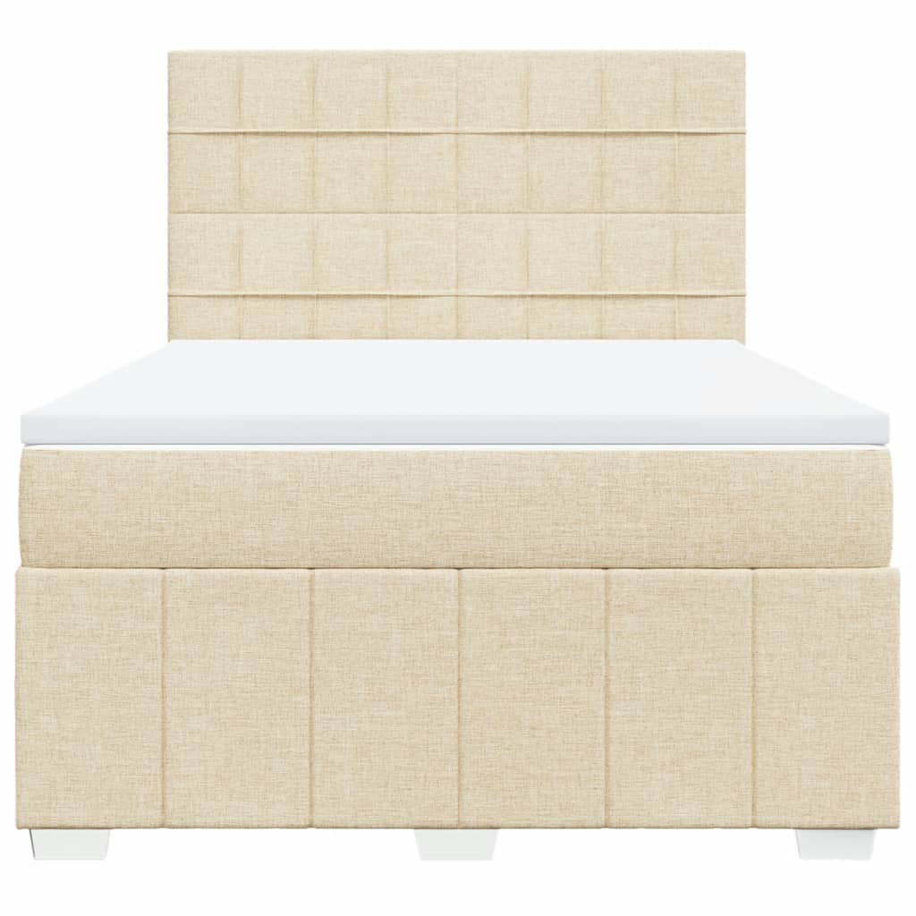 vidaXL Lit boxspring avec matelas crème 160x200 cm Tissu