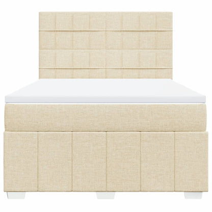 vidaXL Lit boxspring avec matelas crème 160x200 cm Tissu