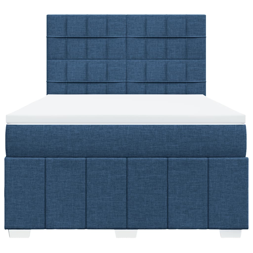 vidaXL Lit coffre tapissier avec matelas Bleu 160x200 cm Tissu