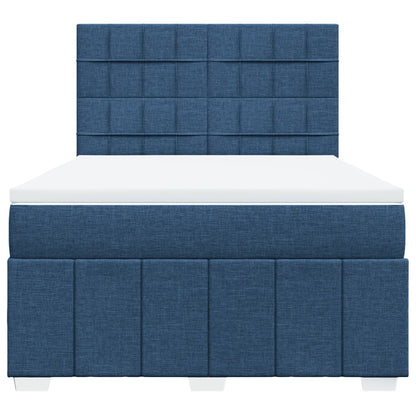 vidaXL Lit coffre tapissier avec matelas Bleu 160x200 cm Tissu