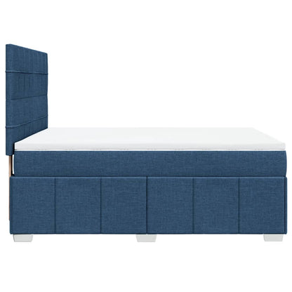 vidaXL Lit coffre tapissier avec matelas Bleu 160x200 cm Tissu