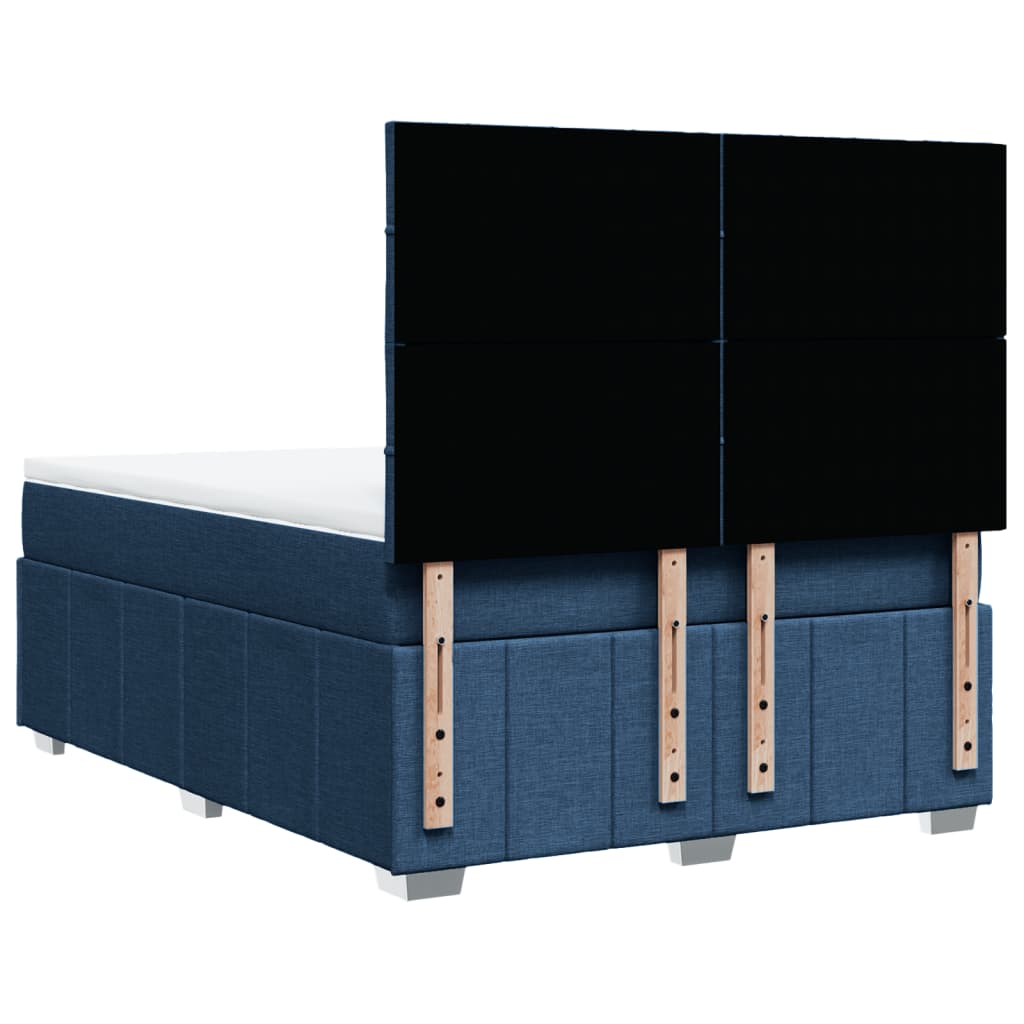 vidaXL Lit coffre tapissier avec matelas Bleu 160x200 cm Tissu