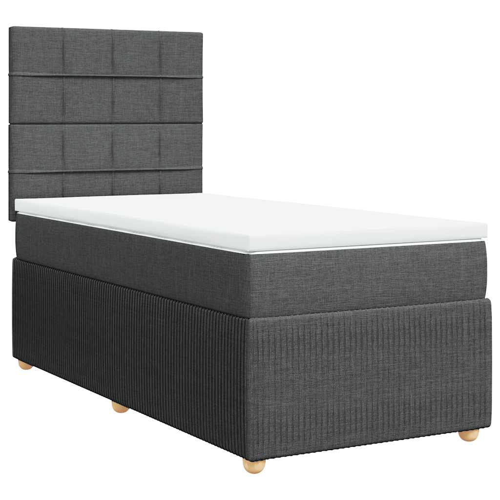 Boxspringbett mit Matratze Dunkelgrau 100x200 cm Stoff