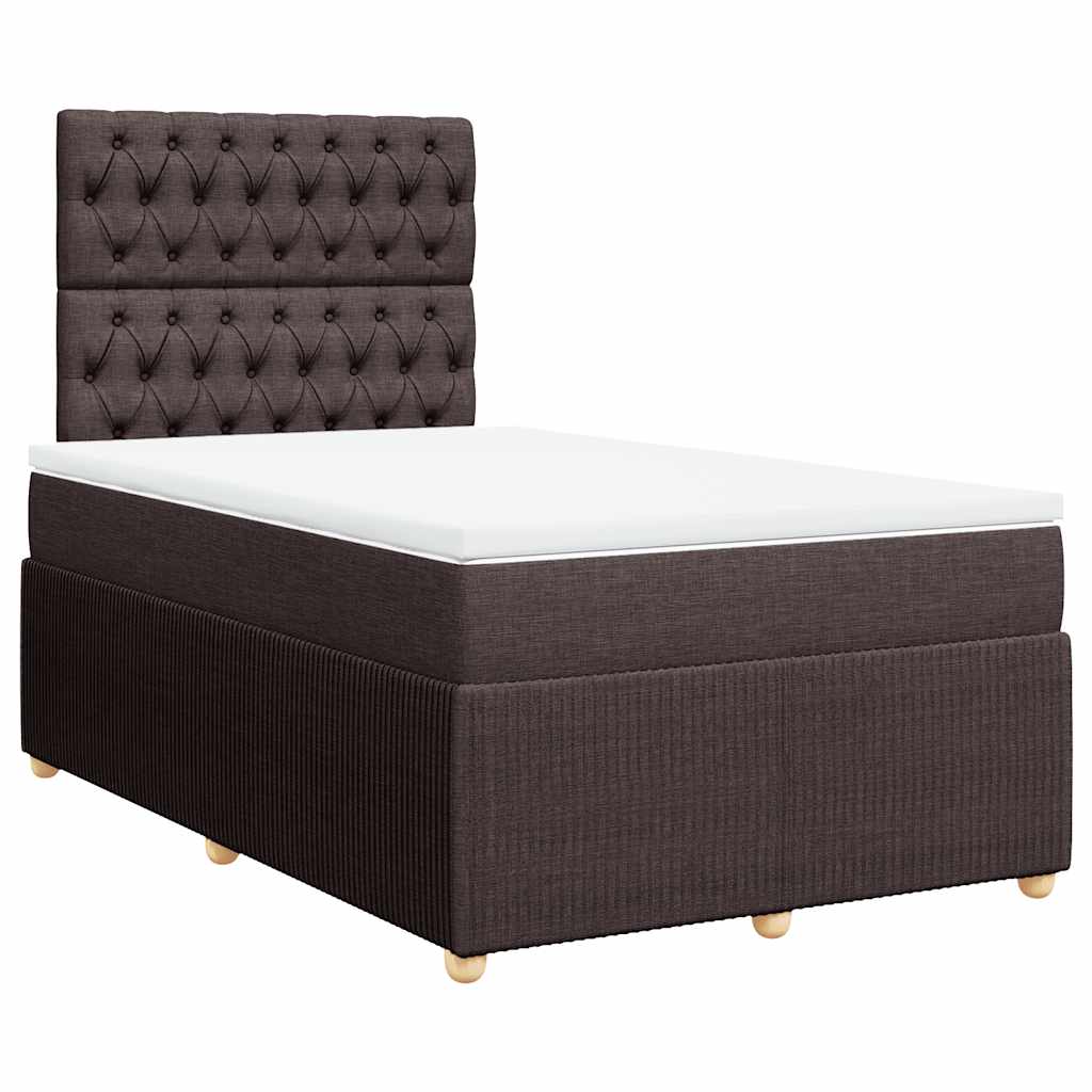 vidaXL Lit tapissier avec matelas Marron foncé 120x200 cm Tissu