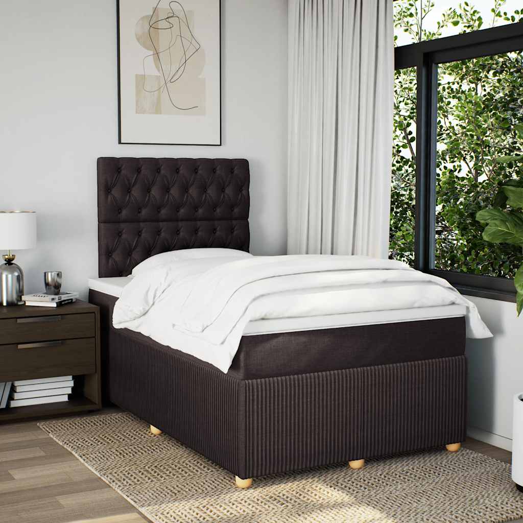 vidaXL Lit tapissier avec matelas Marron foncé 120x200 cm Tissu